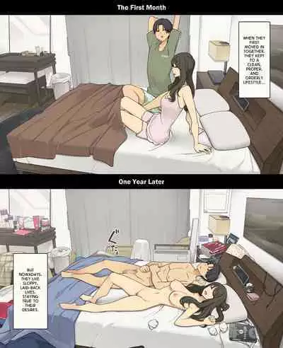 Dousei Seikatsu Ikkagetsume to Ichinen Ato, Asaokite kara Shuushin made no Hikaku | A Day in the Life of a Couple: Their First Month Living Together vs. One Year Later