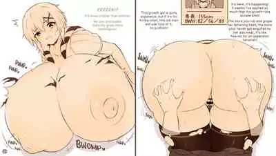 Symphogear Kirika is pinned against a wall and forced to grow her tits and ass