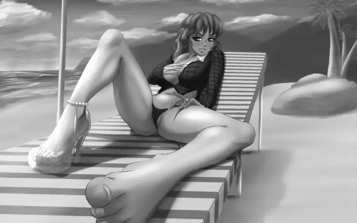 Lewd Race Queen at the Beach