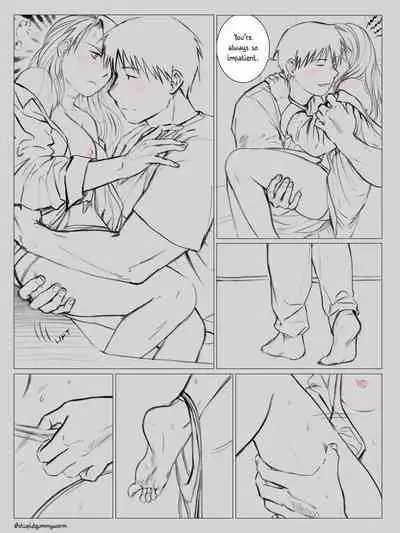 [stupidgummyworm] Kitchen (fullmetal alchemist: riza hawkeye + roy mustang)[english]