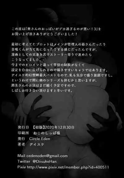 (AC2) [Circle Eden (Diisuke)] Oku-san no Oppai ga Dekasugiru no ga Warui! 3 (Touhou Project) [Chinese] [不可视汉化]