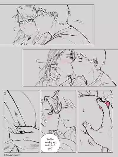 [stupidgummyworm] Kitchen (fullmetal alchemist: riza hawkeye + roy mustang)[english]